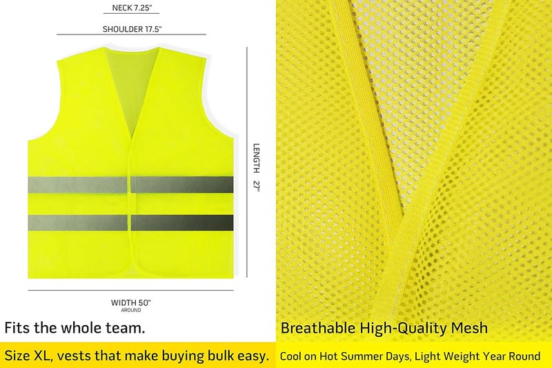 PeerBasics Safety Vests 5 Pack - Yellow Reflective High Visibility, Men Women - Image 3